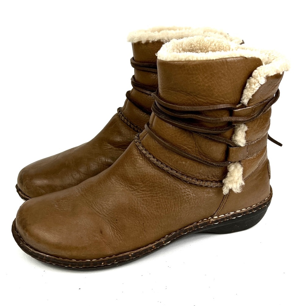 UGG Caspia Leather Sheepskin Lined Ankle Boot, in Honey (Brown), Size Womens 11